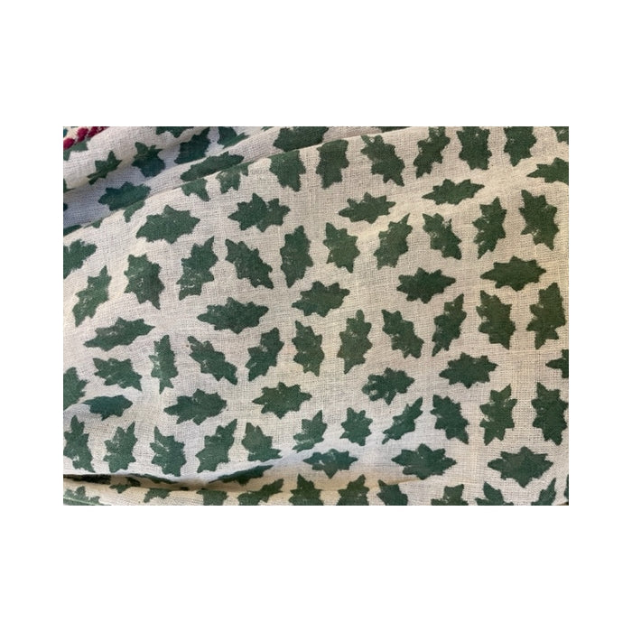 Long Block Print Cotton Kurta - Vert Fonce
