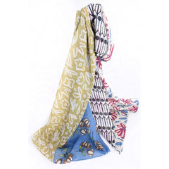 FOUR PATTERNED COTTON SCARF - ROSE FONCE