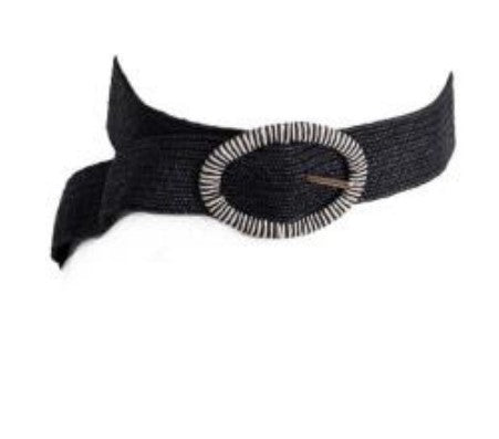 ELASTICATED BELT WITH OVAL BUCKLE - NOIR