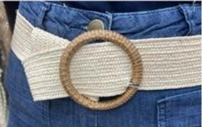 ELASTICATED BELT WITH RATTAN BUCKLE