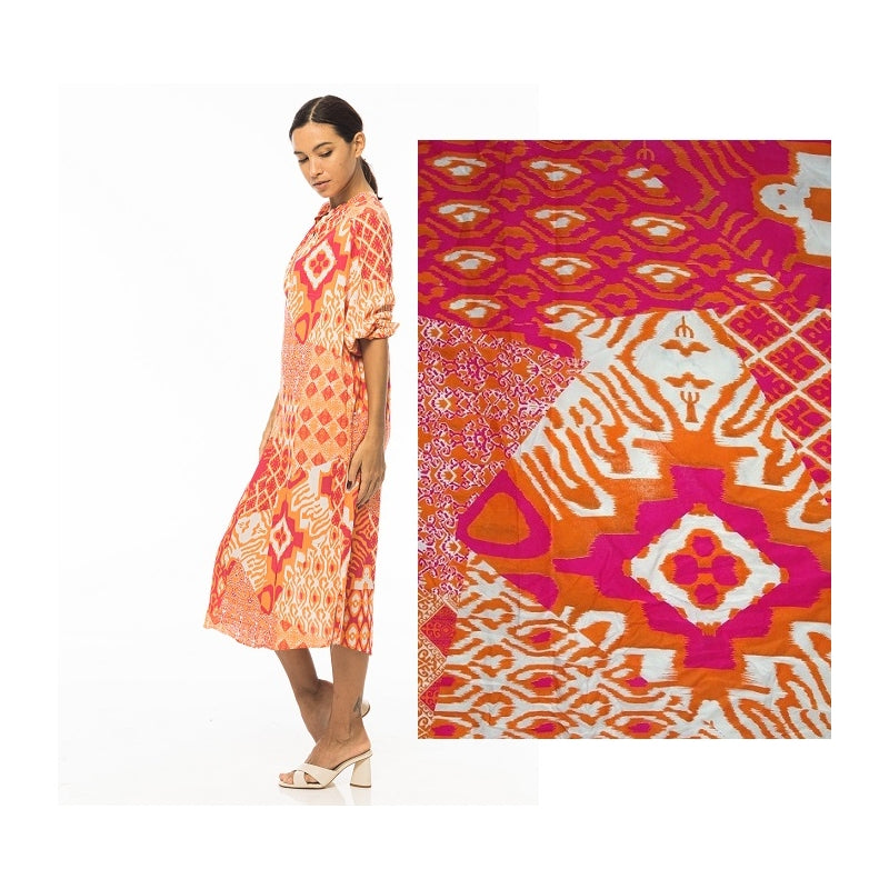 Palme Tunisian Collar Viscose Dress - Rouge Clair