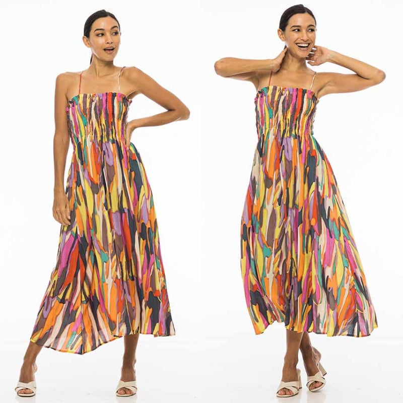 Palme Viscose Printed Elastic Dress - Multi Clair 65868