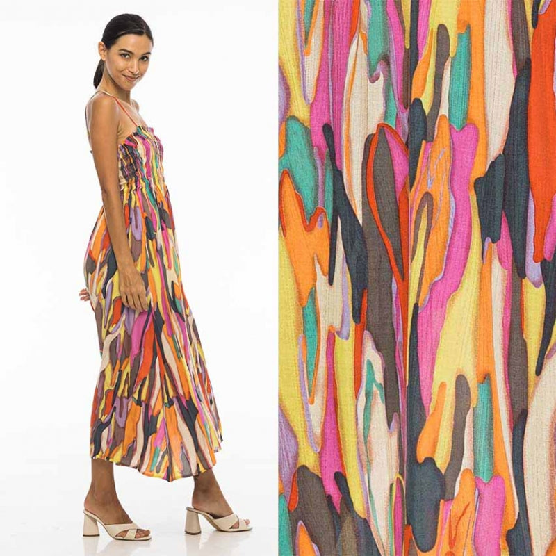 Palme Viscose Printed Elastic Dress - Multi Clair 65868