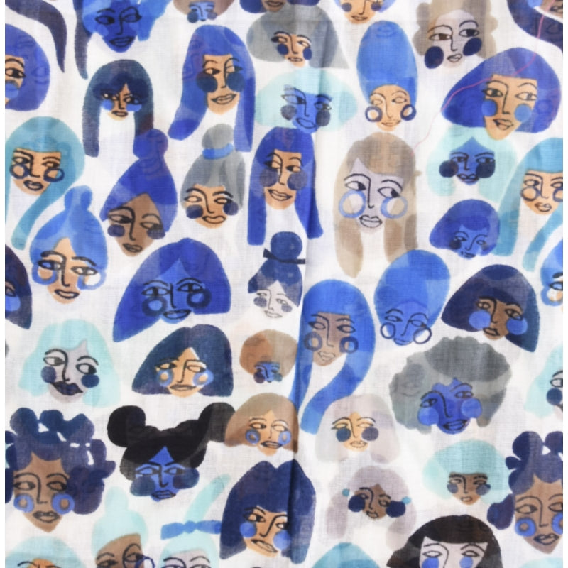 Palme Cotten Printed Scarf Quirky Faces - 65924