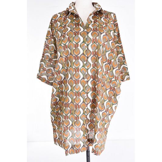 Palme Cotton Printed Maxi Shirt - Marron Clair