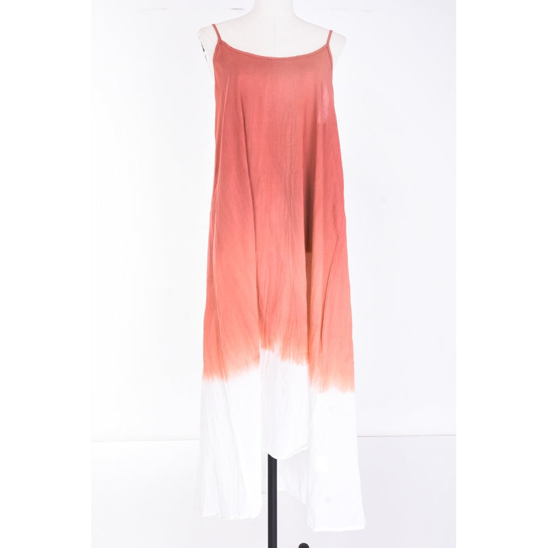 Palme Long Shaded Cotton Dress - Orange Fonce 65965 Sample