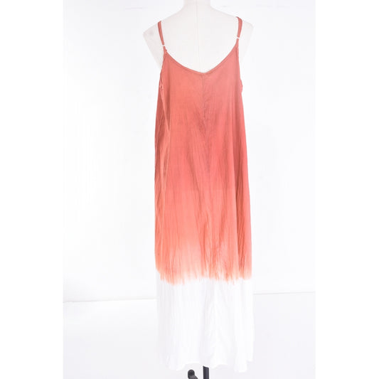 Palme Long Shaded Cotton Dress - Orange Fonce