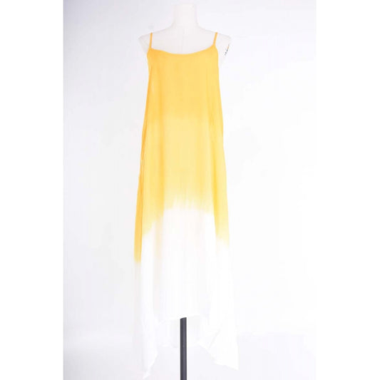 Palme Long Shaded Cotton Dress - Jaune Fonce