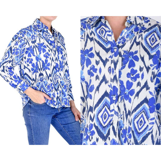 Palme Cotton Shirt - Bleu Fonce