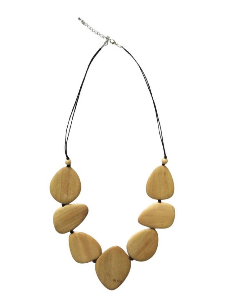 Oval Shaped Wooden Beaded Necklace N6-7744