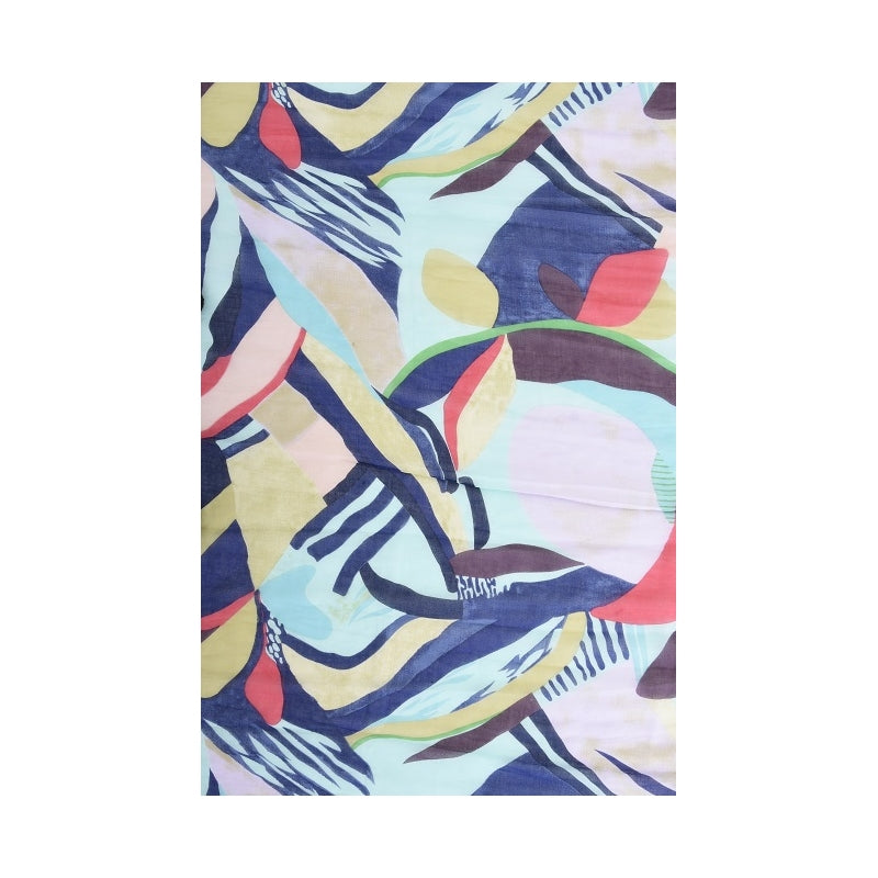 Palme Leaves and Lines Cotton Scarf - 66012