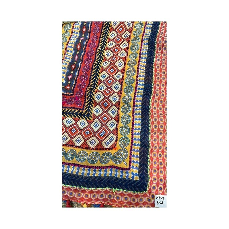 Cotton Scarf Embroidered and Tassels - 66208