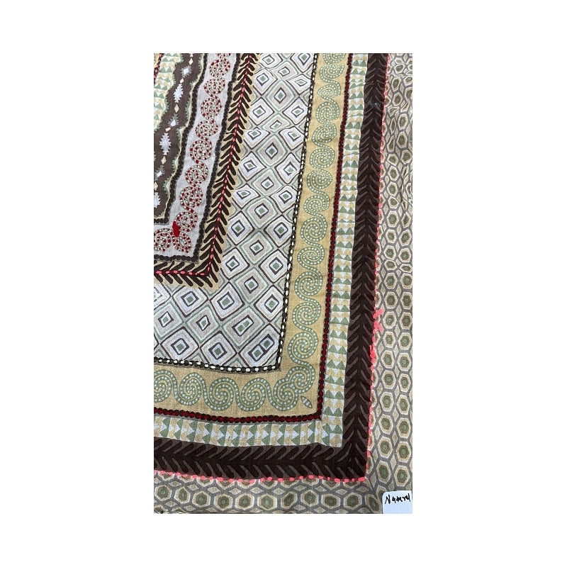 Cotton Scarf Embroidered and Tassels - 66208