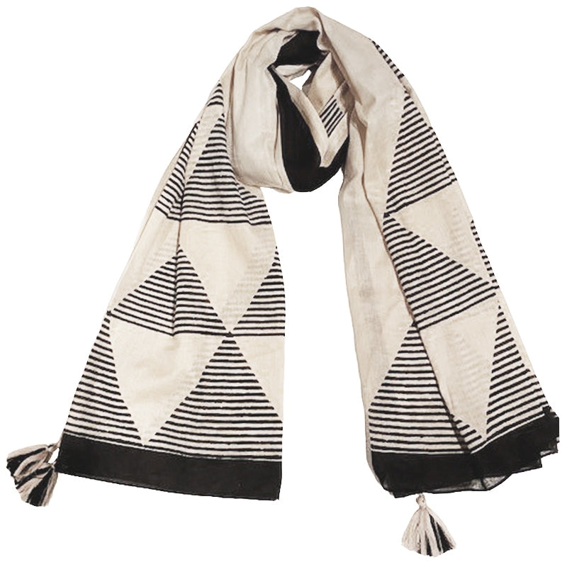 Pyramids Cotton Scarf and Tassels - 66205