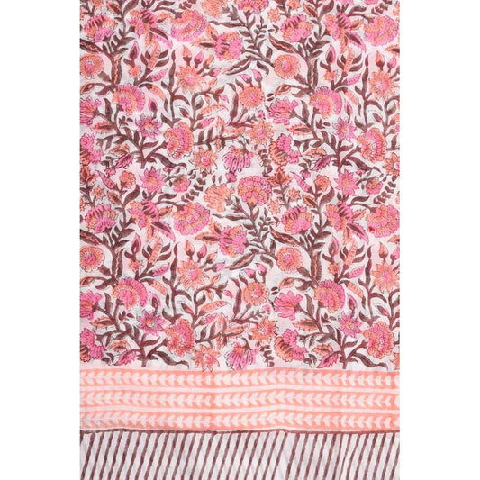 Palme Square Cotton Block Print - Rose Clair