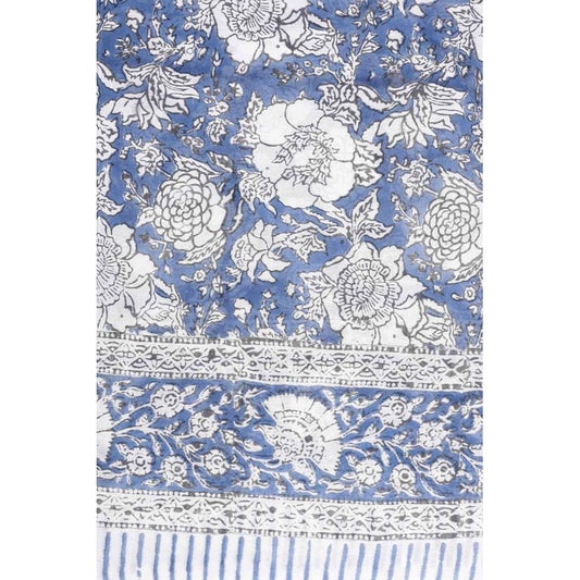 Palme Square Cotton Block Print - Bleu Clair