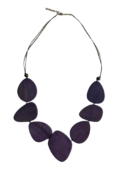 Oval Shaped Wooden Beaded Necklace N6-7744