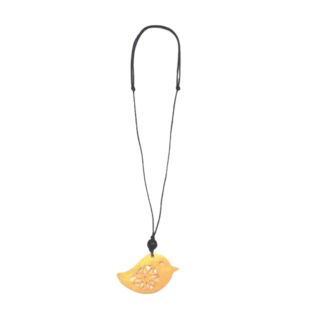 Engraved Little Wooden Bird Necklace N6-2956