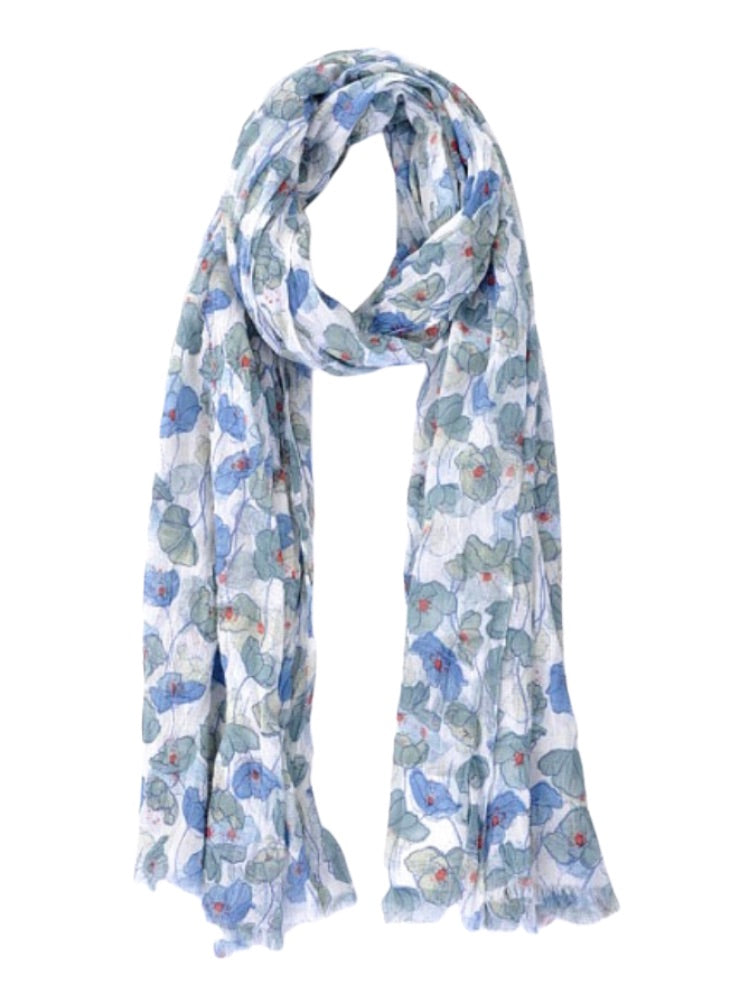 Poppy Print Pure Cotton Scarf - 54862
