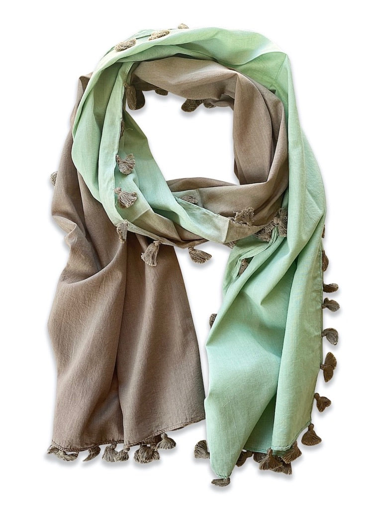 Two-Toned Tassel Scarf - 3870