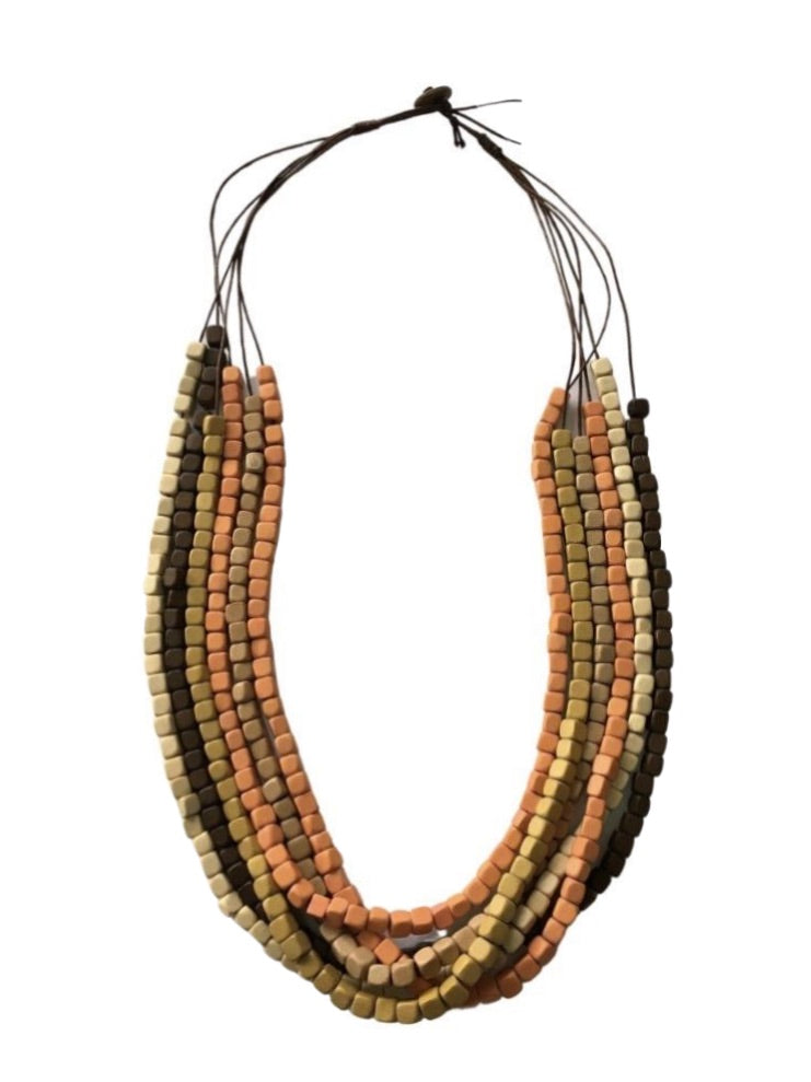 Chunky-Layered Wooden Beaded Necklace N6-3645CGEK