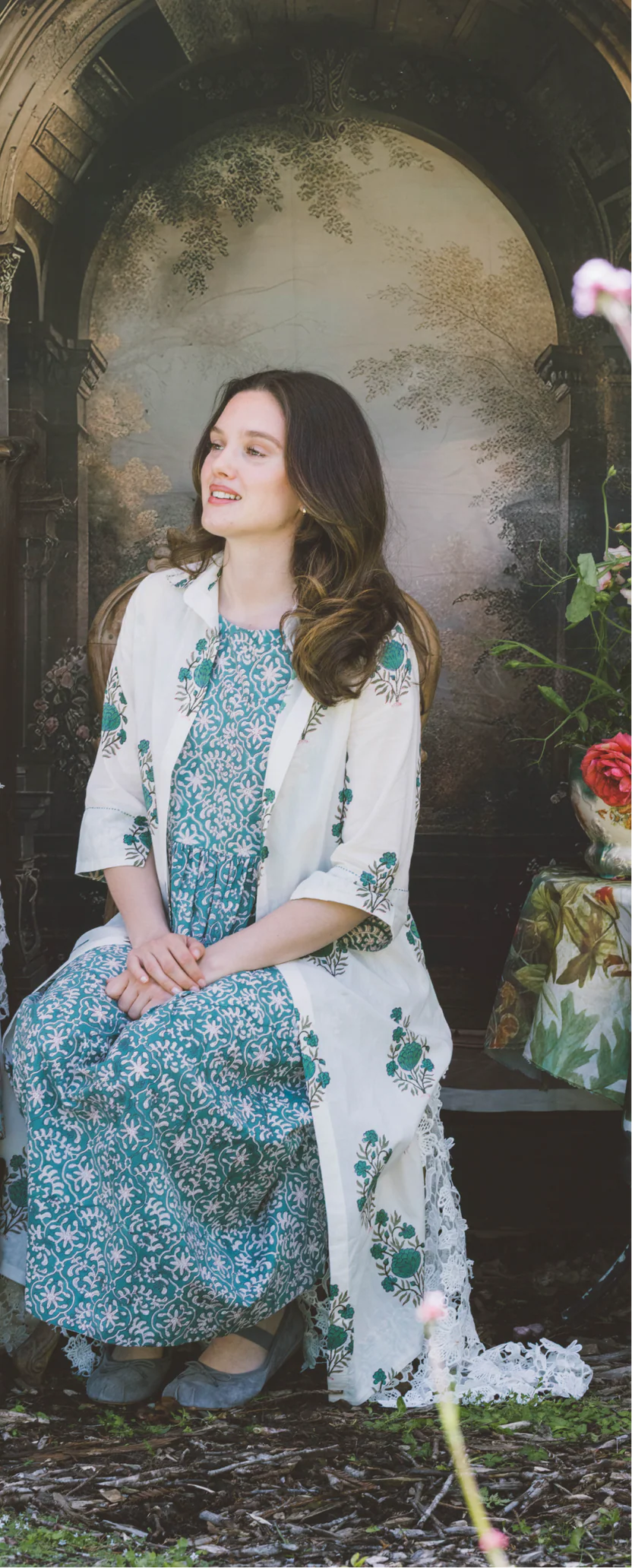 COMO Twin Set of 2 Dress and Kimono DS6004 Green