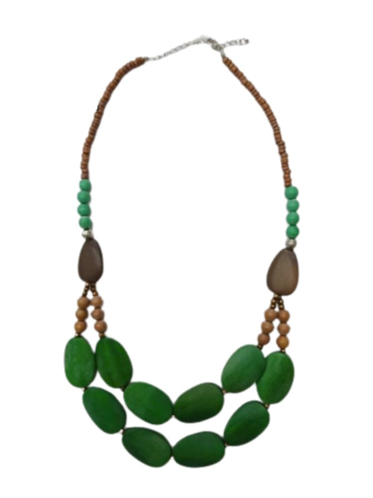 Chunky 2-Layered Wooden Beads Necklace N6-2748