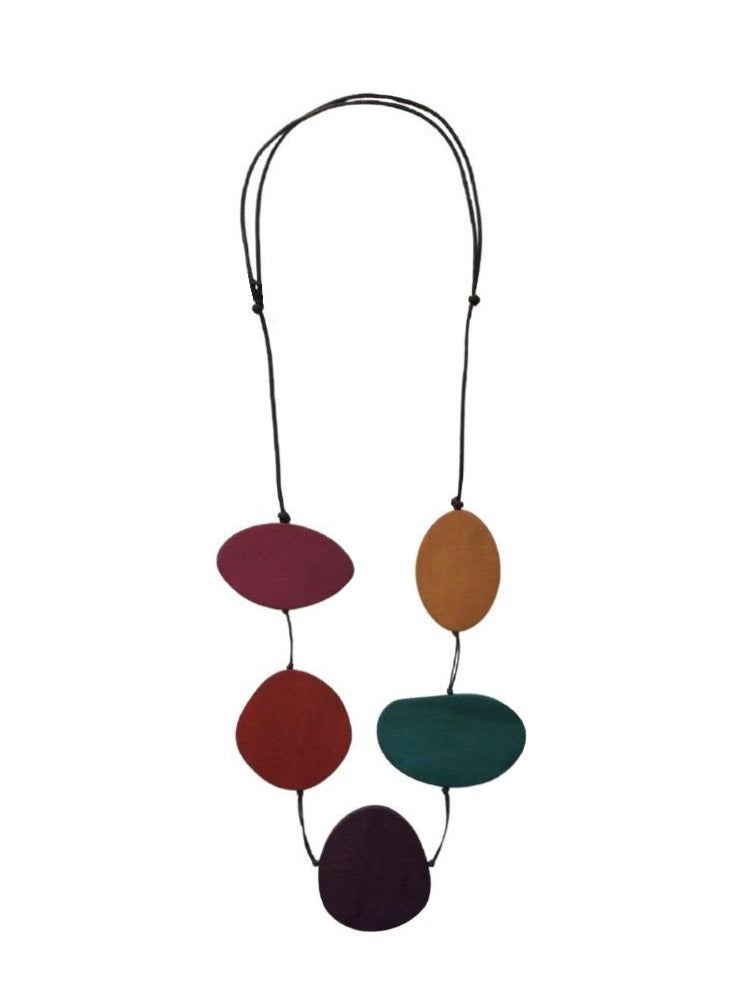 5 Wooden Beads Necklace Multi-Colour n6-2314