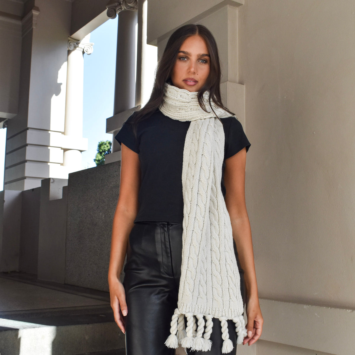 Knitted Plain Winter Scarf Narrow 332722