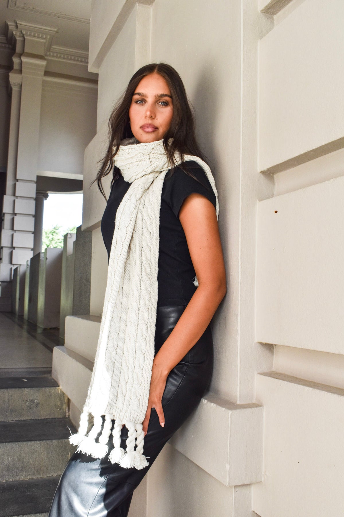 Knitted Plain Winter Scarf Narrow 332722