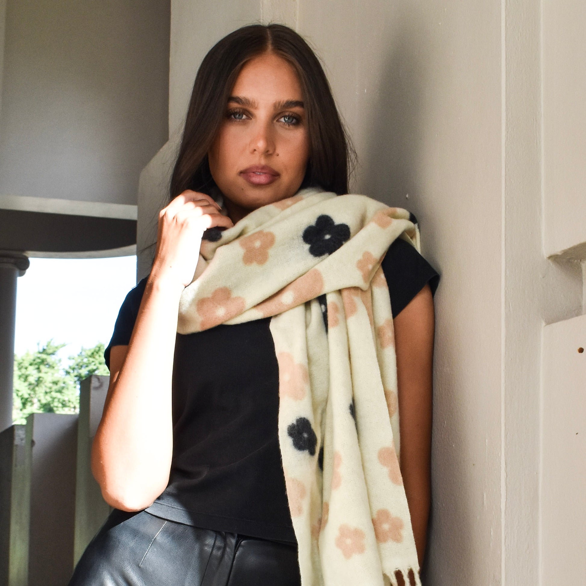 PRE-ORDER Plain with Small Flowers Winter Scarf BPS0449