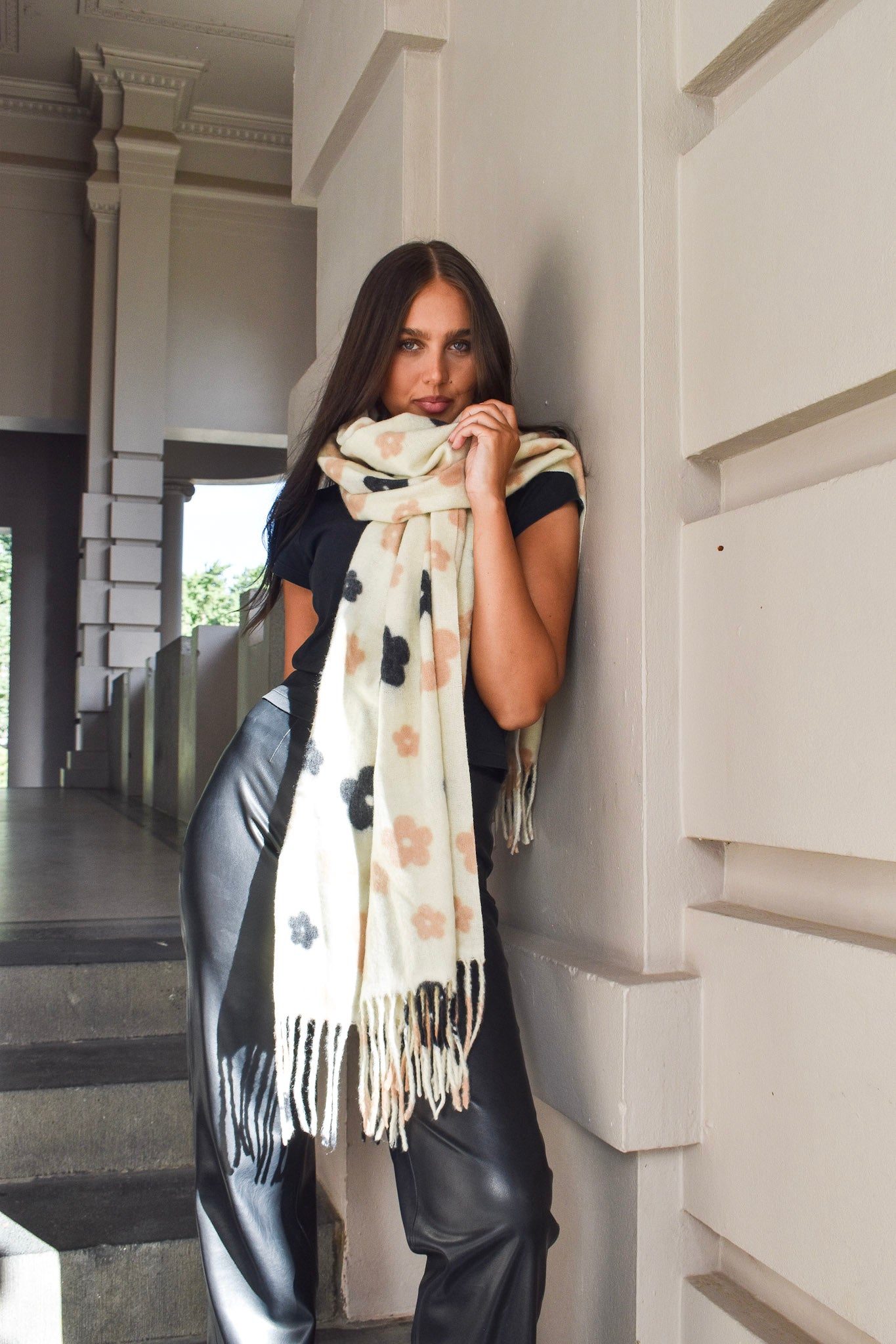 PRE-ORDER Plain with Small Flowers Winter Scarf BPS0449