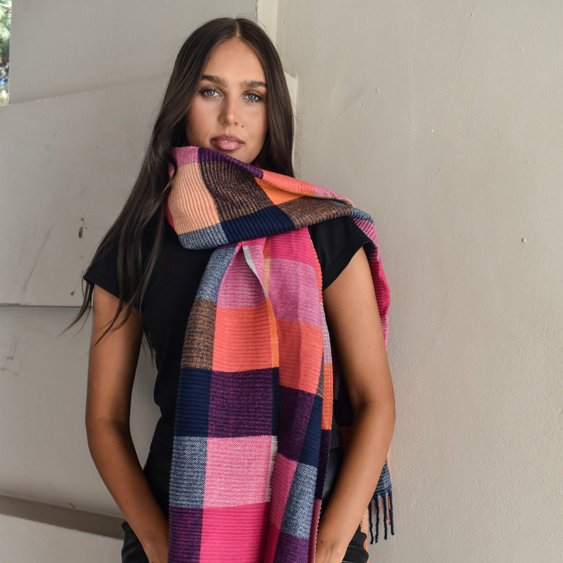 PRE-ORDER Overlapping Checkers Winter Scarf PWS1806