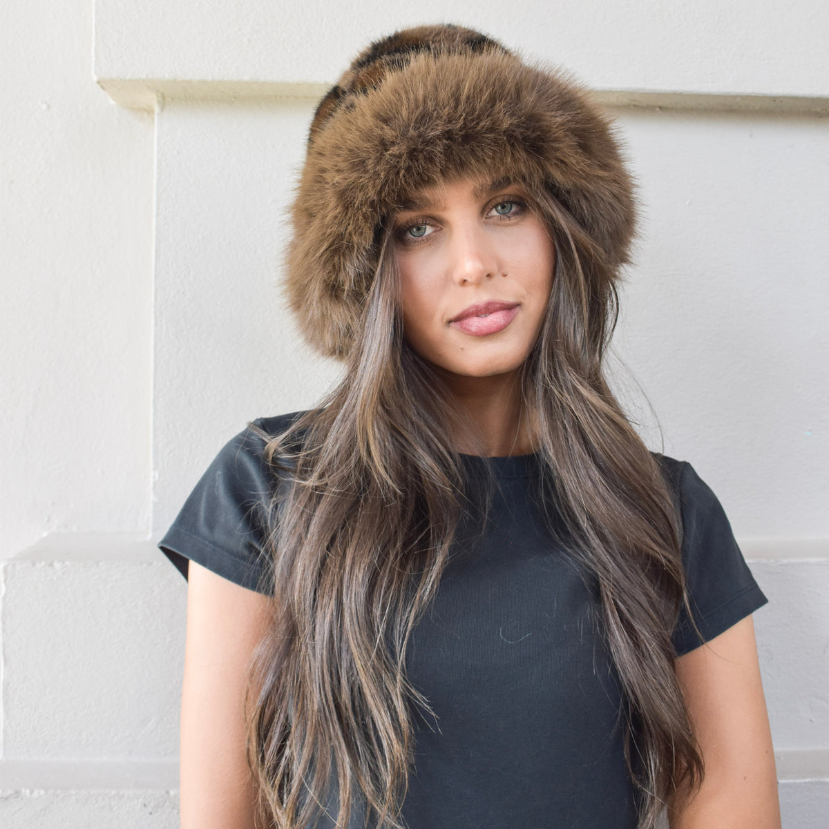 Faux Fur Leopard Bucket Hat with Fur Edge 7527