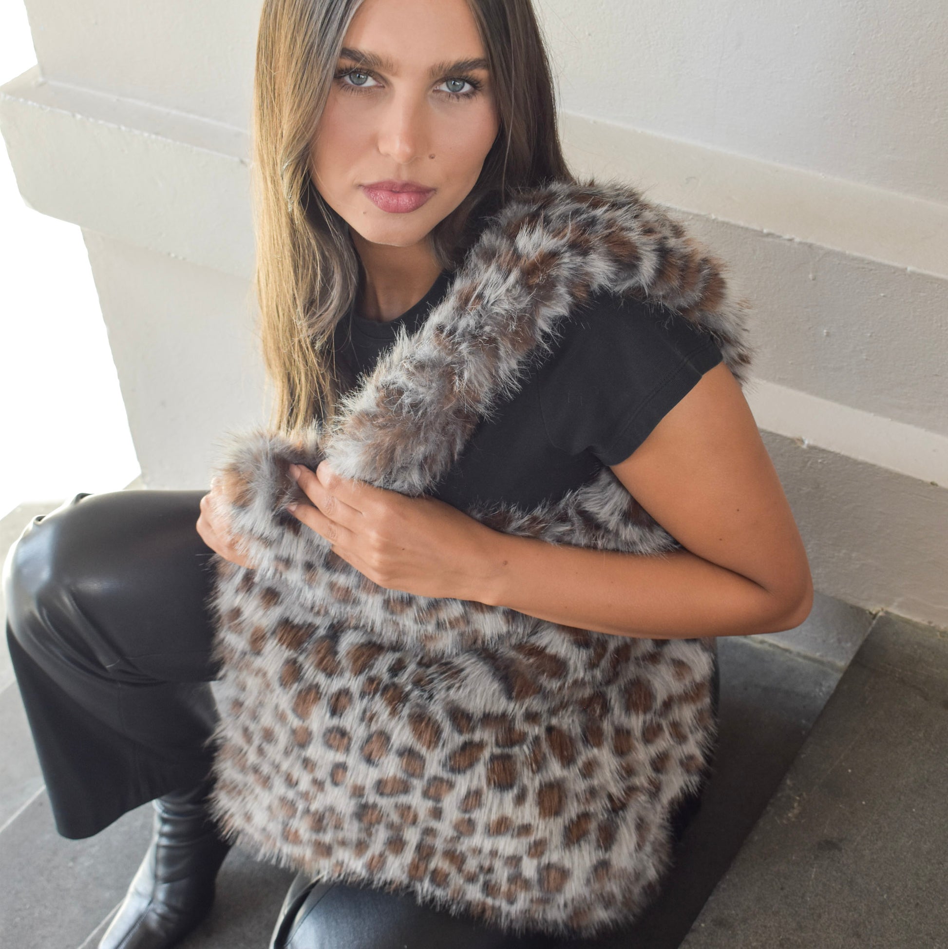 Pre-Order Faux Fur Tote Leopard Bag BG2708