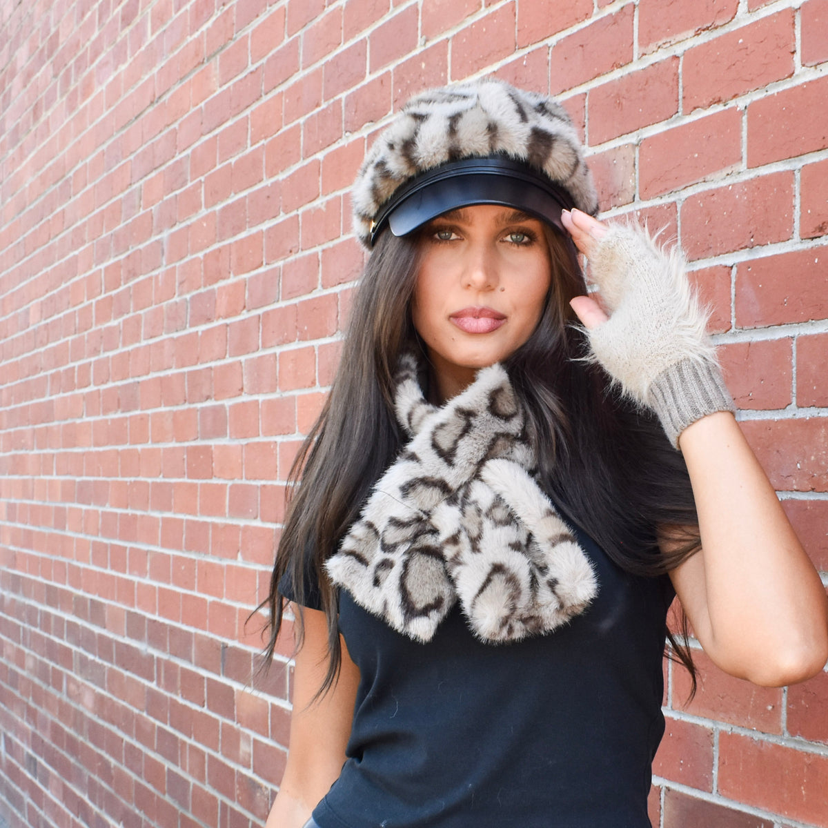 Faux Fur Leopard Necktie 332766