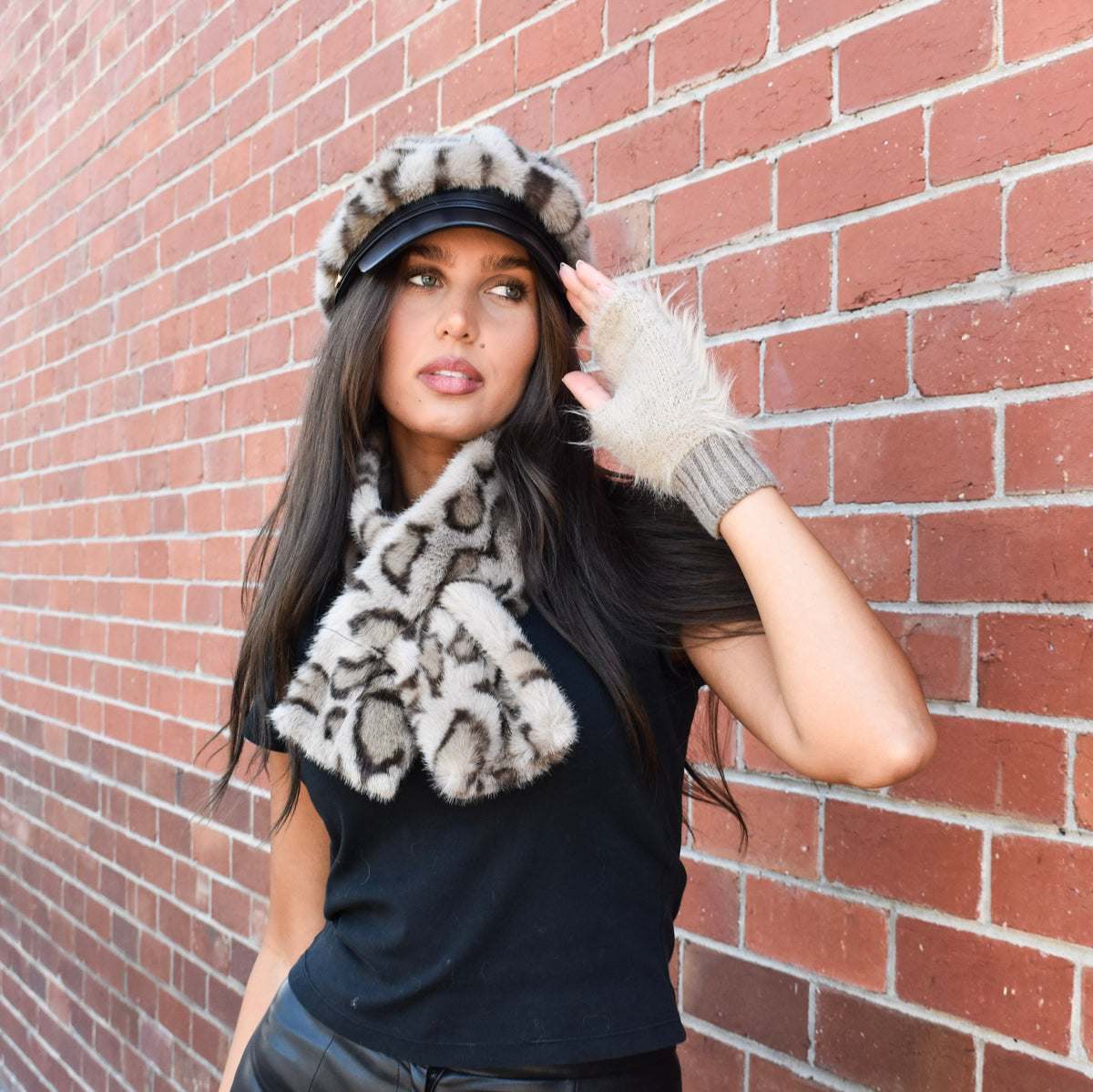 Faux Fur Leopard Cap Classic 7526