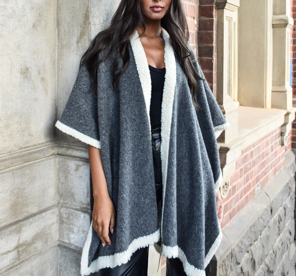 Pre-Order Wool Blend Poncho 332736
