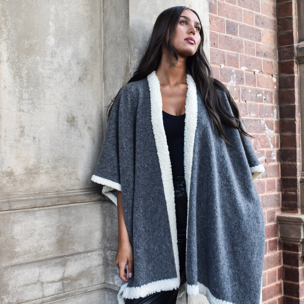 Pre-Order Wool Blend Poncho 332736