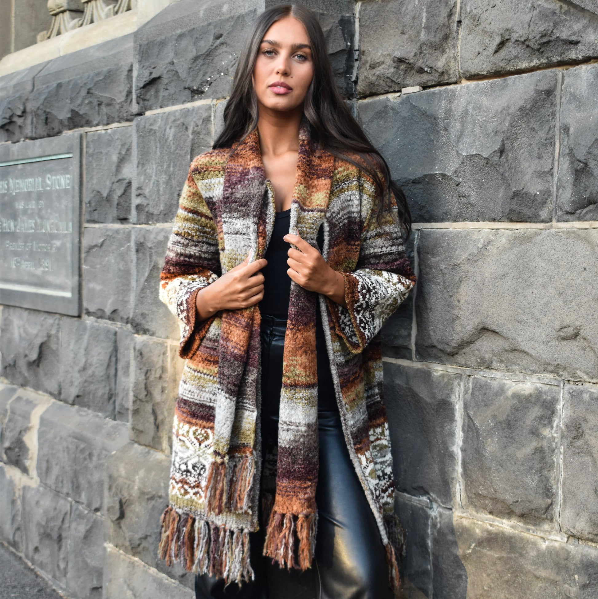 Pre-Order Knitted Striped Cardigan Multi 25153