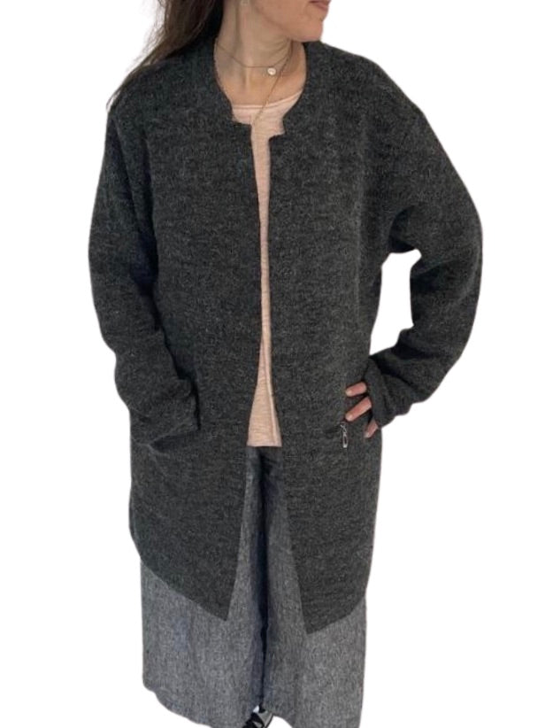 Wool Cardigan with Pockets and Zip - TW76488