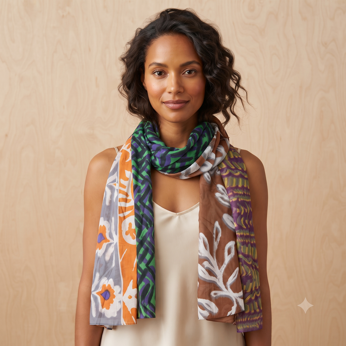 PRE-ORDER Abstract Design Patch Cotton Scarf 68144