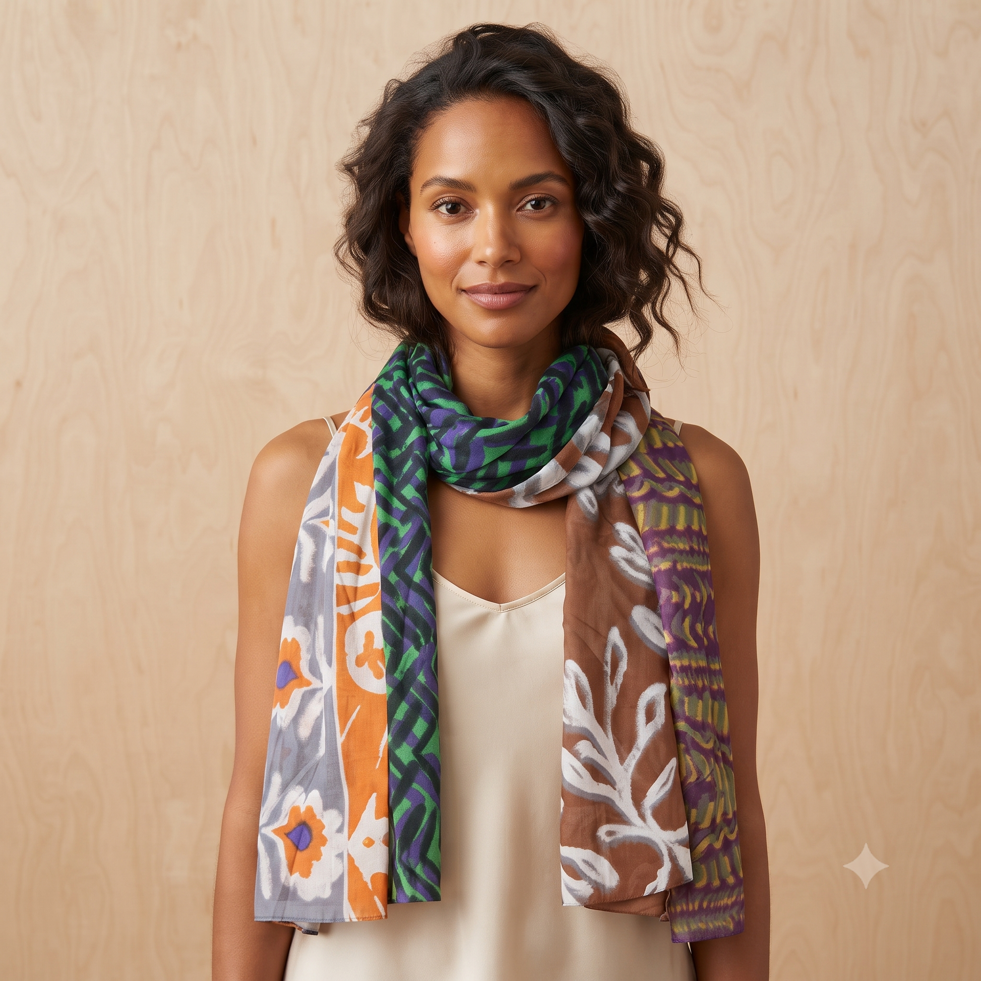 PRE-ORDER Abstract Design Patch Cotton Scarf 68144