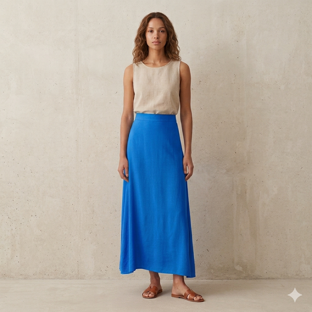 Long Flowing Elastic Summer Skirt Viscose 66086