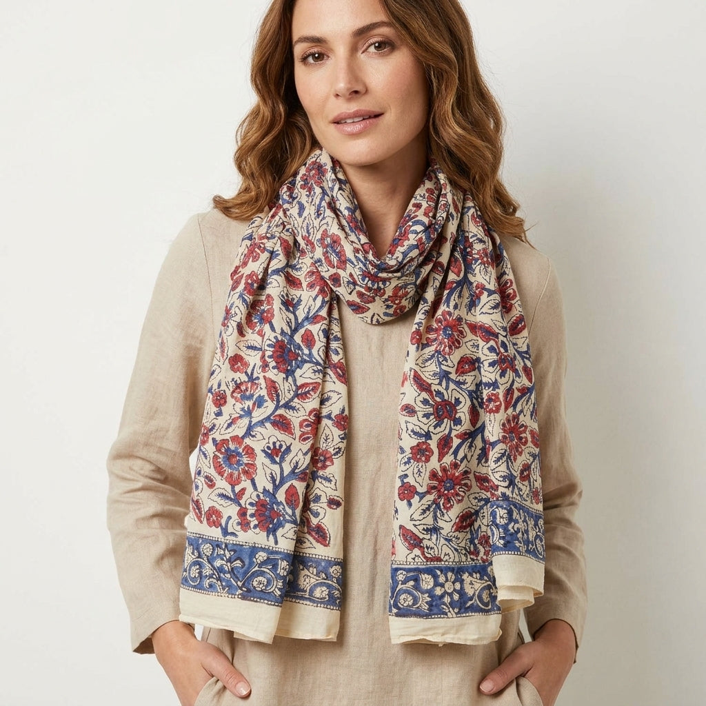 Indian Block Print Cotton Scarf 66446