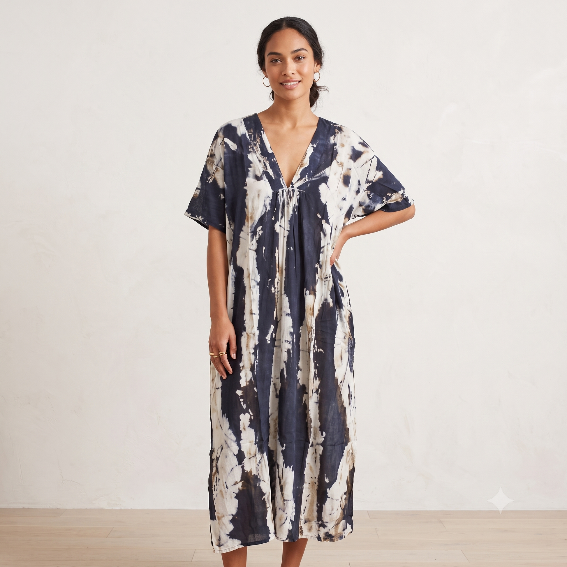 Viscose Tie-Dye Kaftan Dress 64993