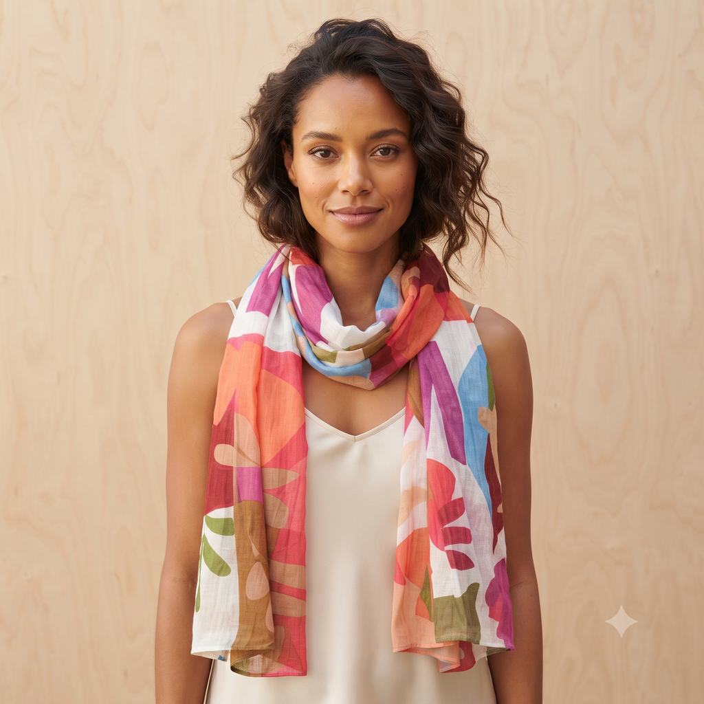 PRE-ORDER Big Abstract Pattern Cotton Scarf 67943