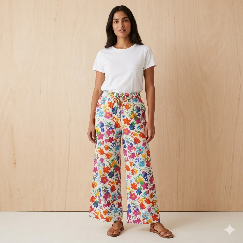 Soft Cotton Pants Whimsical Floral 67154-0108