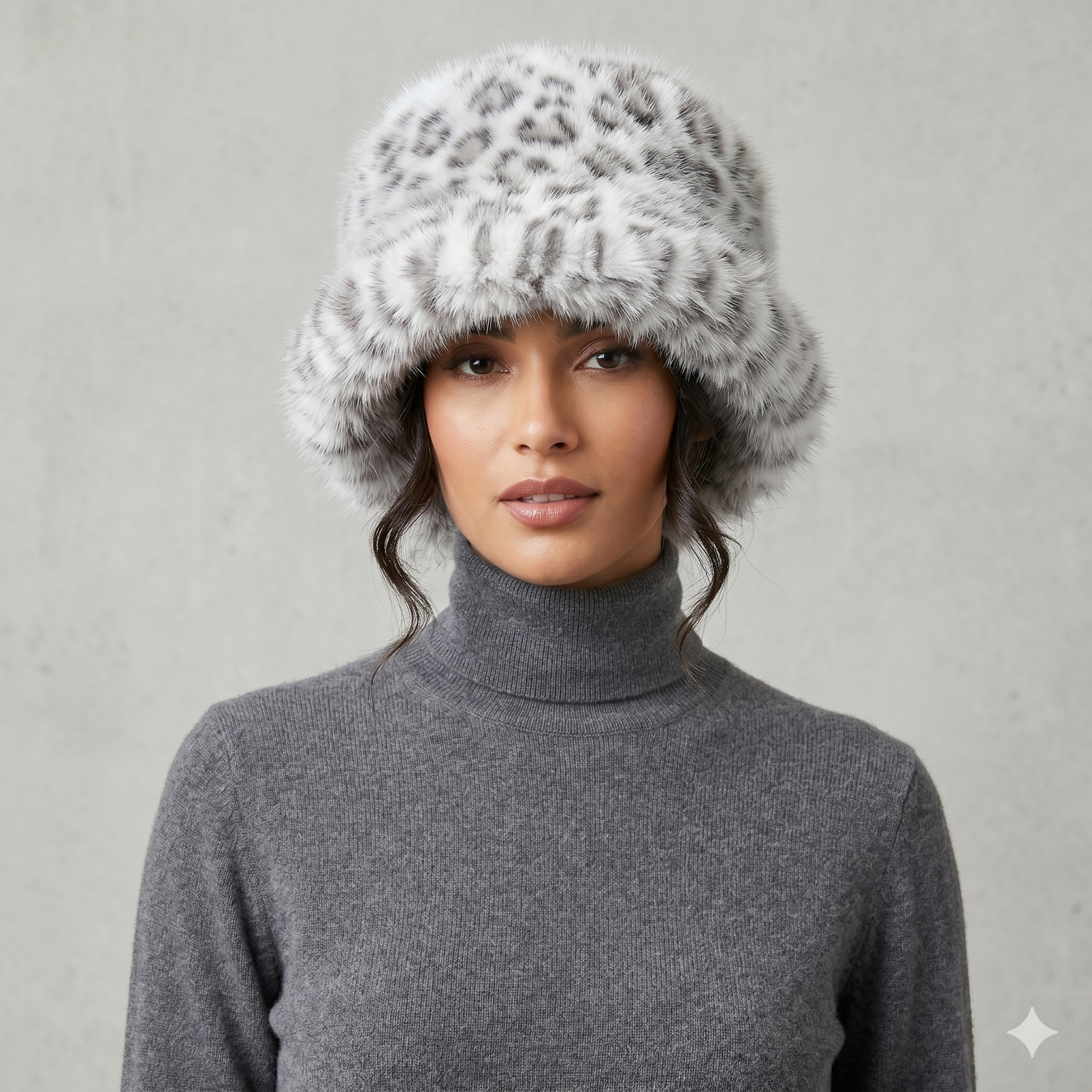 Extra Fluffy Faux Fur Bucket Hat Leopard 7548