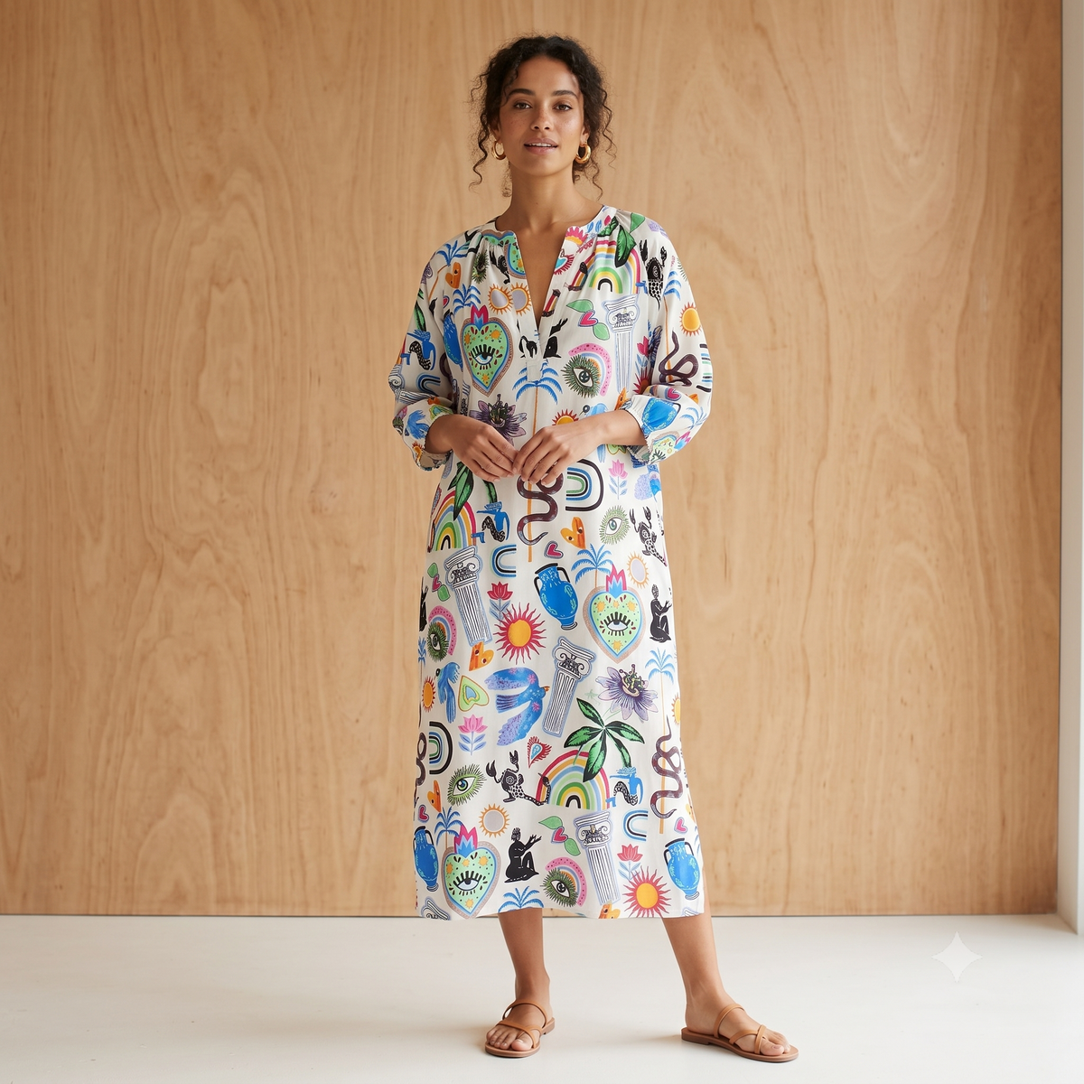 Long Light Cotton Dress 66954 Multi